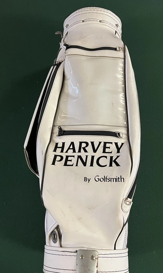 Bolsa de golfe vintage Miller Harvey Penick da Golfsmith branca preta couro sintético EUA - Imagem 2 de 4