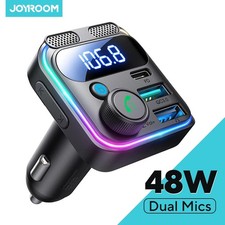 JOYROOM 48W Bluetooth 5.3 Car FM Transmitter Dual Mics PD QC 3.0 Fast Charger