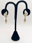 Vintage Gold Tone / Rhinestone Dangle Earrings Faux Pearls Clip On — photo 1