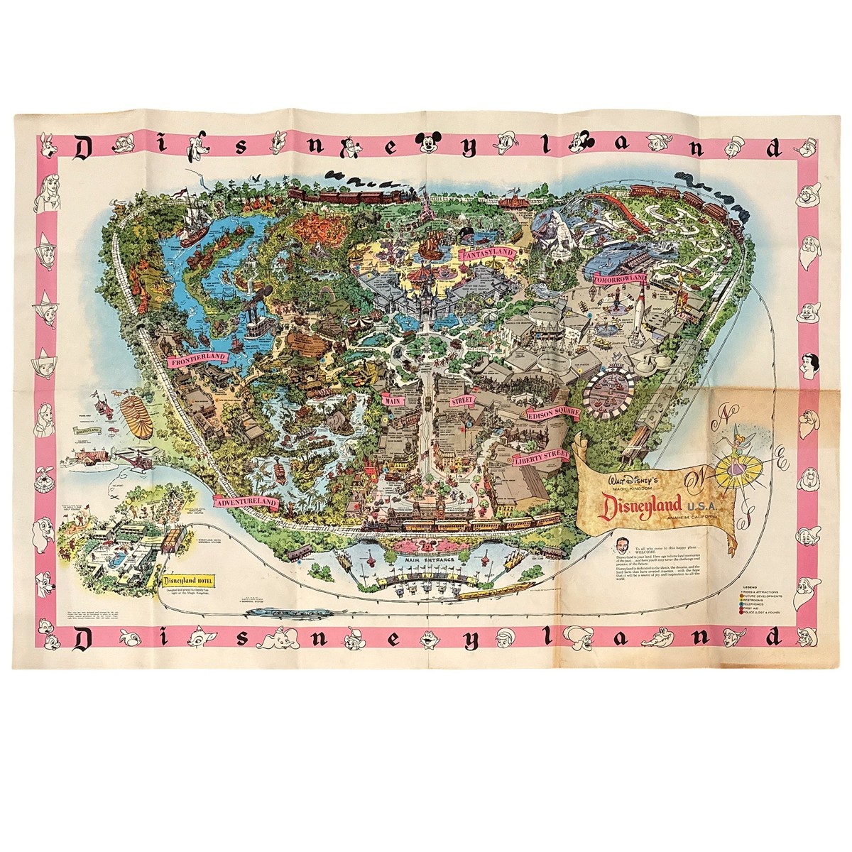 【アメリカで購入】Disney MAPS Vtg 1961 Walt Disney Disneyland Map Guide to the Magic Kingdom 45