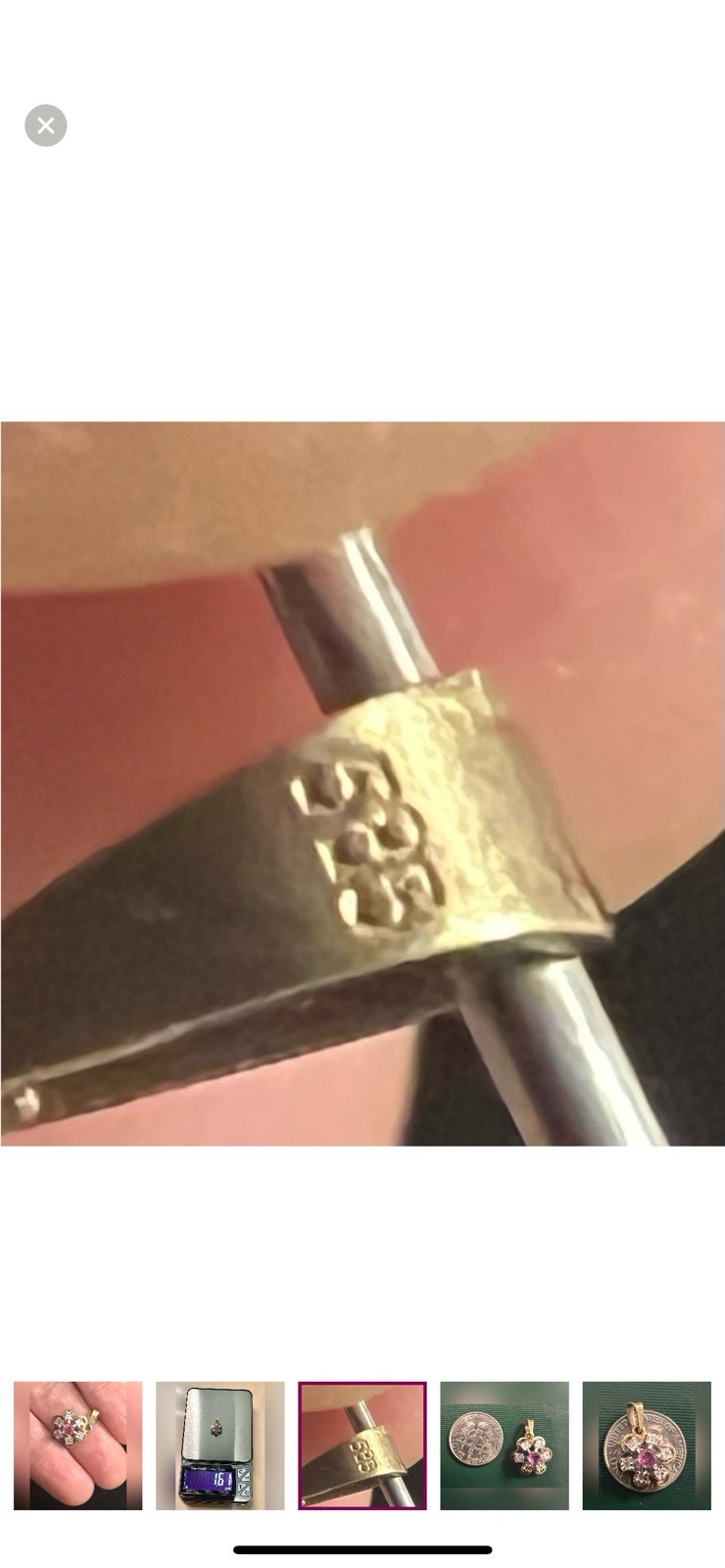 Vintage 14K Yellow Solid Gold Ruby/6Diamonds Flow… - image 10