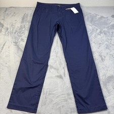 Quince Pants Mens 36x32 Deep Navy Organic Cotton Lightweight Dress Slim Fit NEW