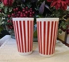 Vtg Hazel Atlas Candy Stripe White & Red Milk Glass Platonite Tumblers 1950s MCM