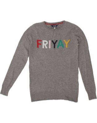 Joules Damen Grafik Rundhals Pullover Pulli UK 6 XS Grau Baumwolle CR14