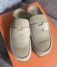 size 38.5EU NEW HERMES Beige Alb tre Suede Goatskin Women's Mix Mule