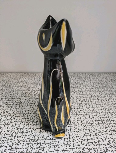 50s Vintage Tigris Black Yellow Cat Vase Anneleise Beckh Schmider West Germany - Picture 6 of 8