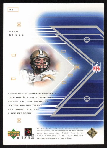 2001 Upper Deck Pros Prospects Future Fame Rookie #F3 Drew Brees NO Saints - Picture 2 of 2