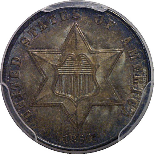 1860 Silver Three Cent PCGS MS-65 CAC - Picture 2 of 3