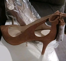 Marc Fisher Women's Teagin Tassel Heels Size 8.5 Brown Suede Pointed Toe