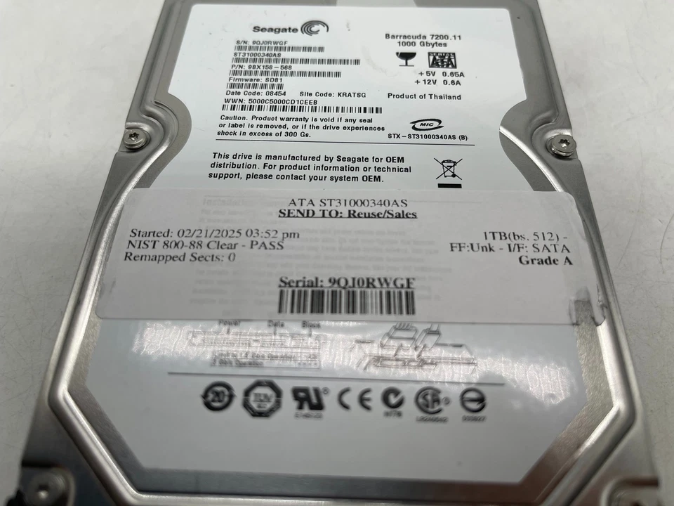 Seagate Barracuda 1TB 3.5" ST31000340AS HDD GRADE A FREE S/H - Image 4 of 4