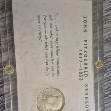 1964 Kennedy Half Dollar Coin in Display Case - John F. Kennedy Memorial