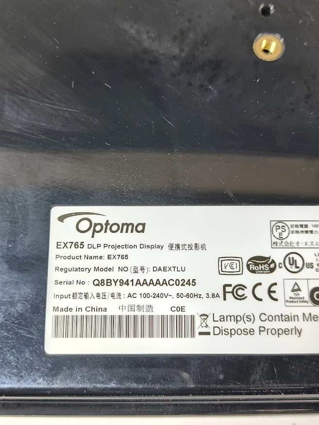 Optoma EX765 Proyector DLP - Signos De Ropa ,No Probado - Imagen 2 de 4