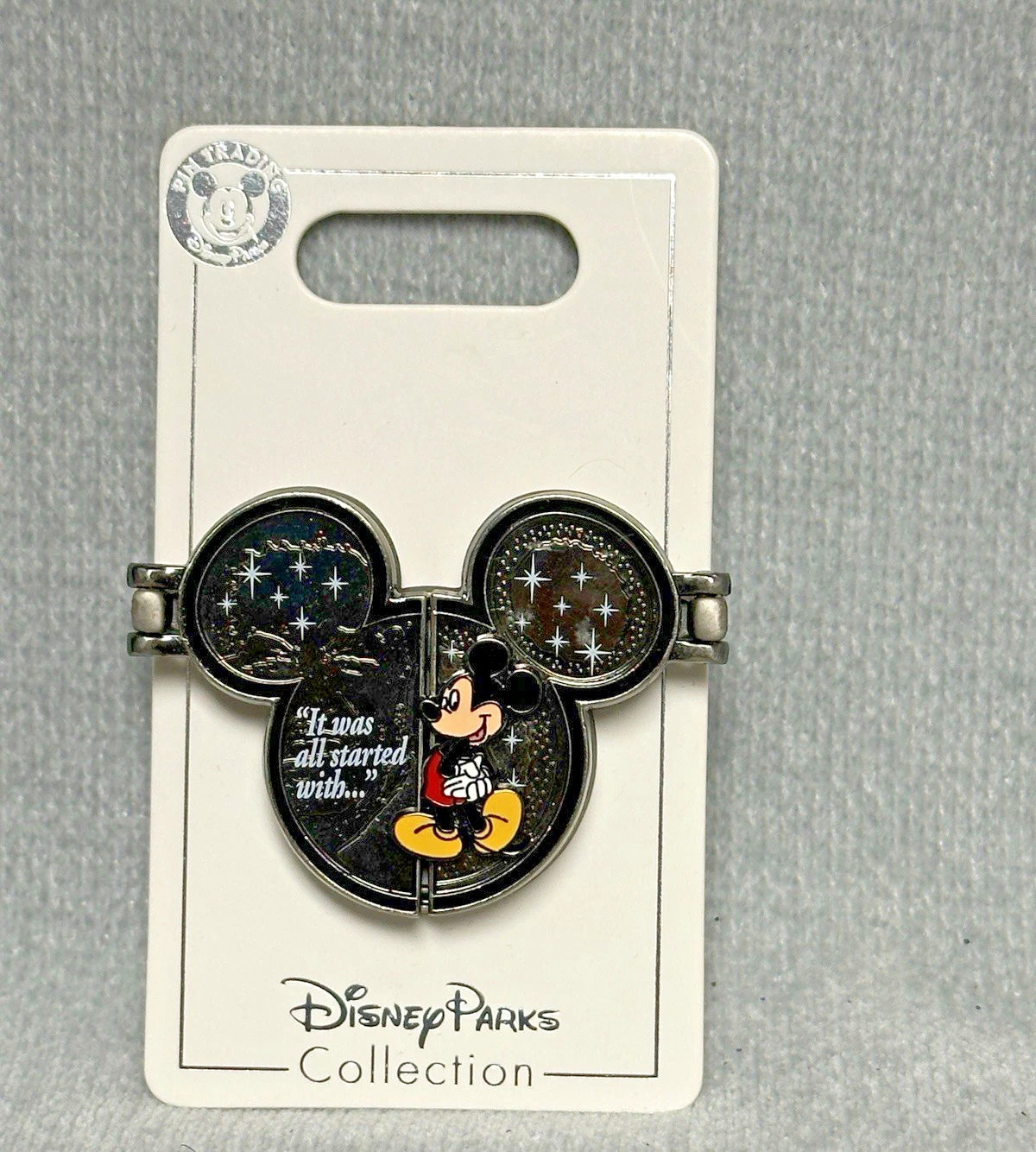 Disney Parks 2009 Mickey Mouse Hinged Pin "It All Started With..." Trading Pin