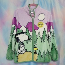 Peanuts Snoopy Woodstock Scenic Sherpa Fleece Jacket Size XS
