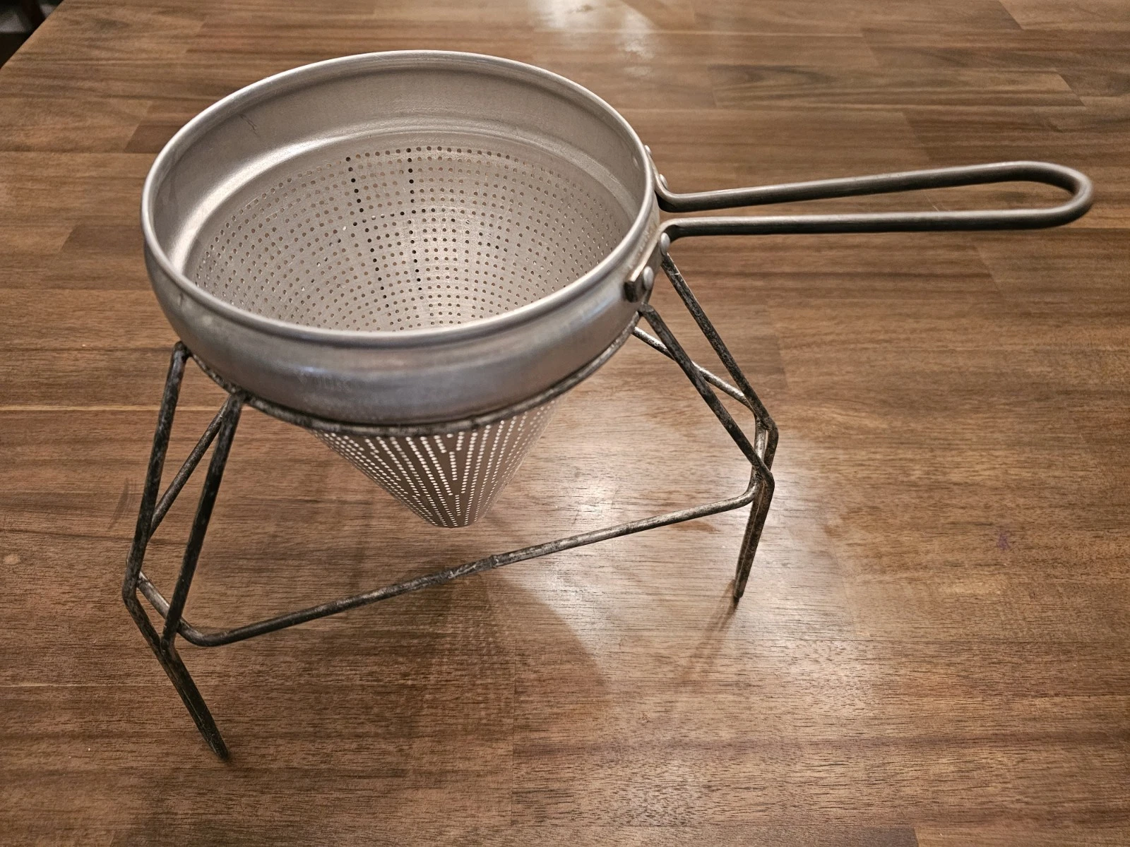 Vintage Viko Aluminum Cone Sieve Strainer Colander Food W/ Stand - No Pestle