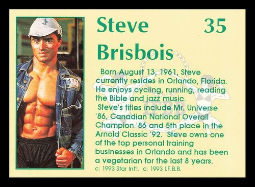 STEVE BRISBOIS #35 1993 IFBB BODY BUILDING STAR INTERNATIONAL TRADING CARD - Picture 2 of 2
