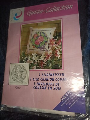 Seidenkissen ,, Rose ''  40x40cm, Pongee 08, Gutta in transparent, Seidenmalerei