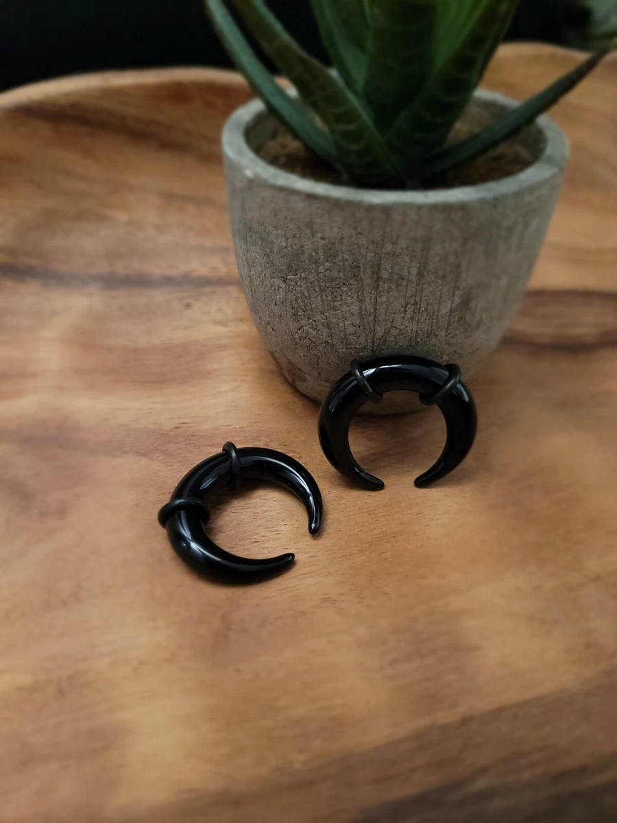 Pair 1g 7mm Black Steel Ear Plugs Tapers Pinchers Horseshoes
