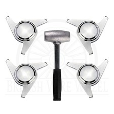 3 Bar Swept Chrome Knock Off Spinner Caps For Lowrider Wheels Set Of 4 Hammer