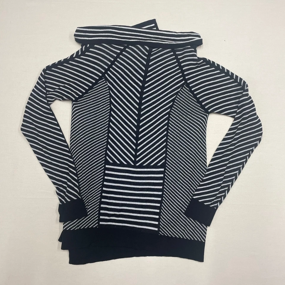 Cárdigan Foxcroft Frente Abierto Para Mujer Talla S Blanco y Negro Rayas Suéter Envolvente Foto 2 de 4