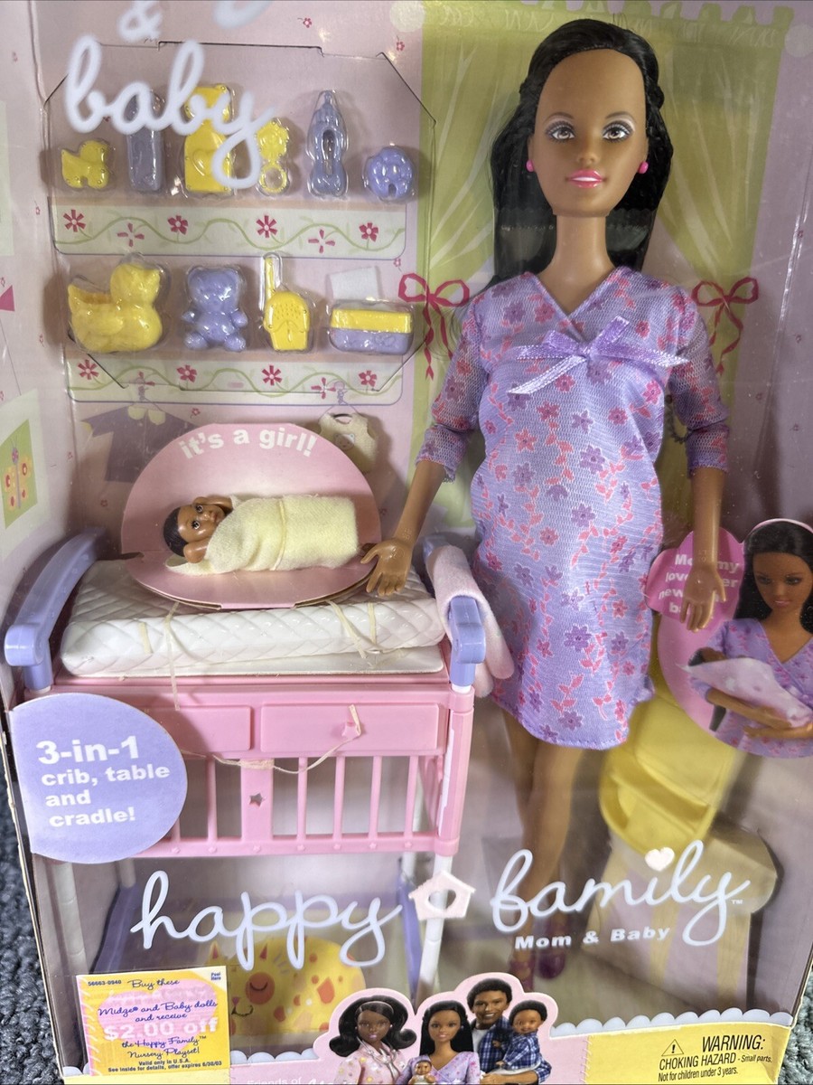 NOS Barbie Pregnant Midge & Baby Happy Family (56664) African