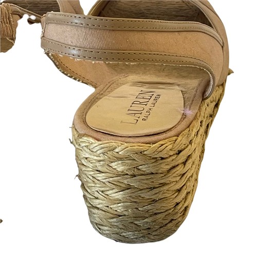 Lauren Ralph Lauren Catrin Slingback Wedge Heel Sandals Shoes Sz 8.5 Khaki Beige - Picture 5 of 11