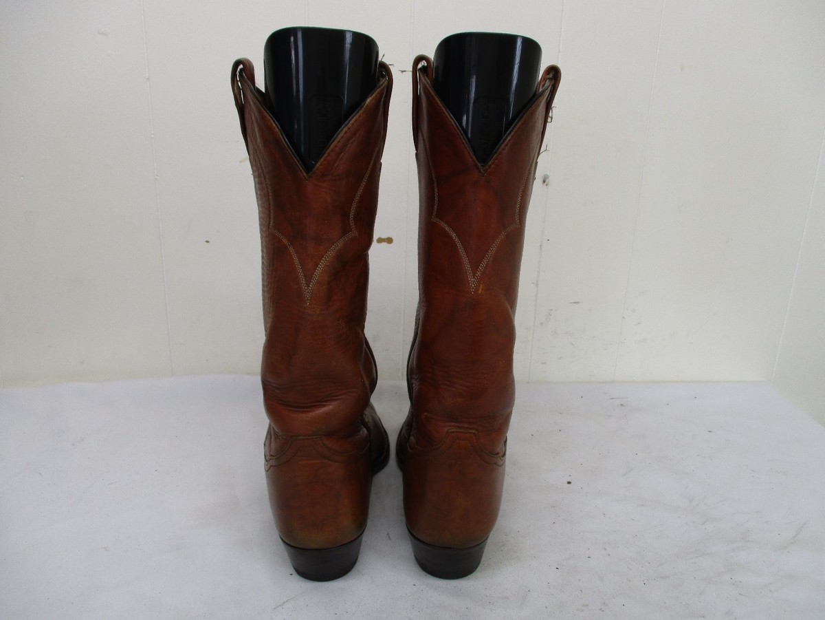 Tony Lama Brown Leather Cowboy Boots Mens Size 8.5 D Style 