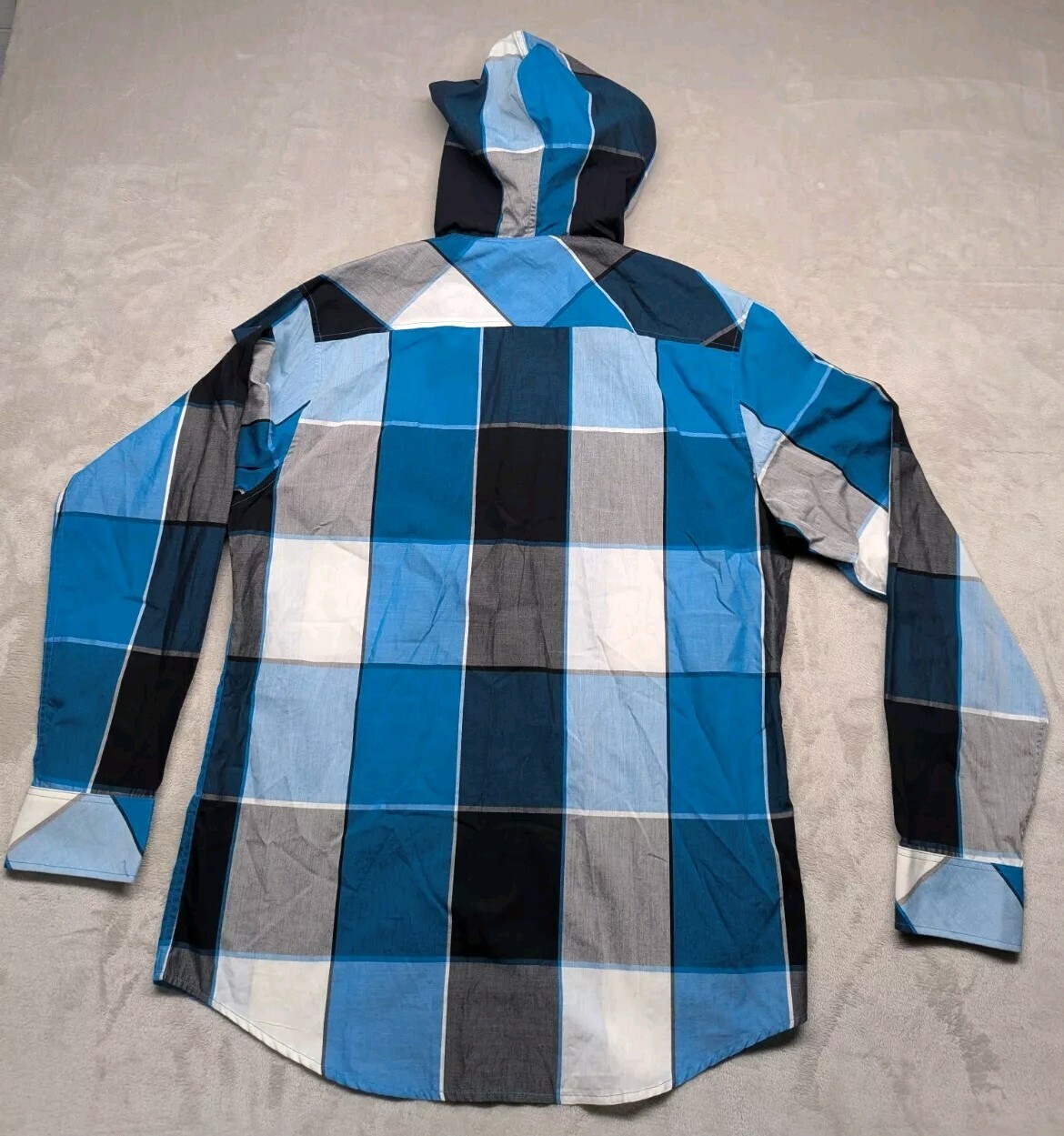 Gotcha Plaid Flannel Button Down Long Sleeve Hood… - image 4
