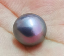 Huge 13-14mm South Sea Genuine Black Purpleish Round Loose Pearl Undrilled 1018