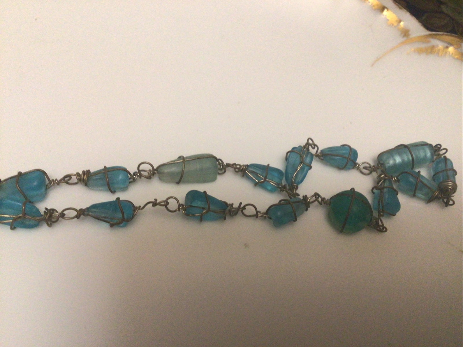 Statement beach multi Blue Beach Glass Beads 24” … - image 4