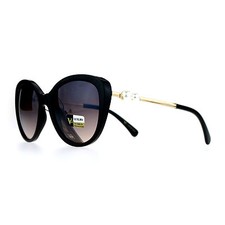 Womens Classy Fashion Sunglasses Round Cateye Frame Accent Pearls