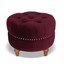 la rosa 25w tufted nailhead round ottoman by jennifer taylor burgundy 25"l x 25"