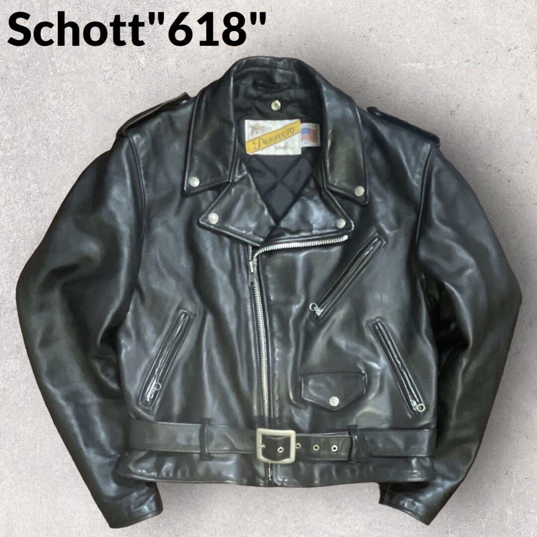 Schott Perfecto Double Leather Riders Jacket Size 42 Made in USA