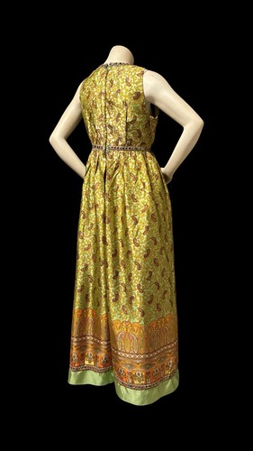 Vtg 60s Palazzo Pants Paisley Print Hostess Jumpsuit Sequin Sleeveless Wide Leg - Picture 3 of 18