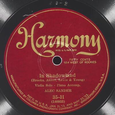 ALEC SANDER In Shadowland / Drifting Neath Silver Moon HARMONY 35-H VG+ 78 10''