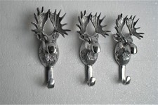 Metall Elch Wandhaken 3er Set Deko Kleiderhaken Figur 8 cm