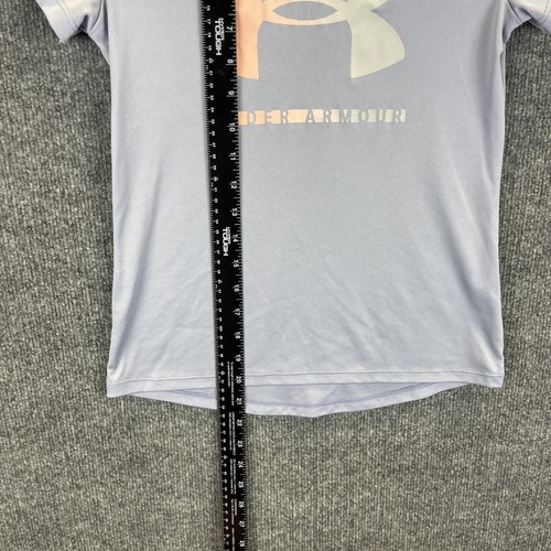 Under Armour Shirt Girls Youth Size M Gray Short Sleeve Heat Gear Loose Fit - Picture 5 of 8