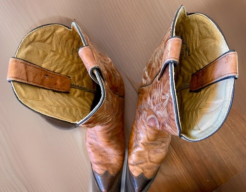Vintage WRANGLER Cowboy Boots Mens 8.5EE Butterscotch/Brown Toe Western USA - Picture 12 of 15