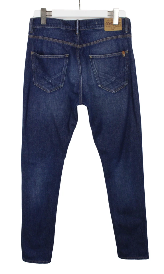 Chevignon Mauroy Tapered Jeans Herren W32 Whiskers Knopf Fly Dunkel Freizeit - Bild 2 von 4