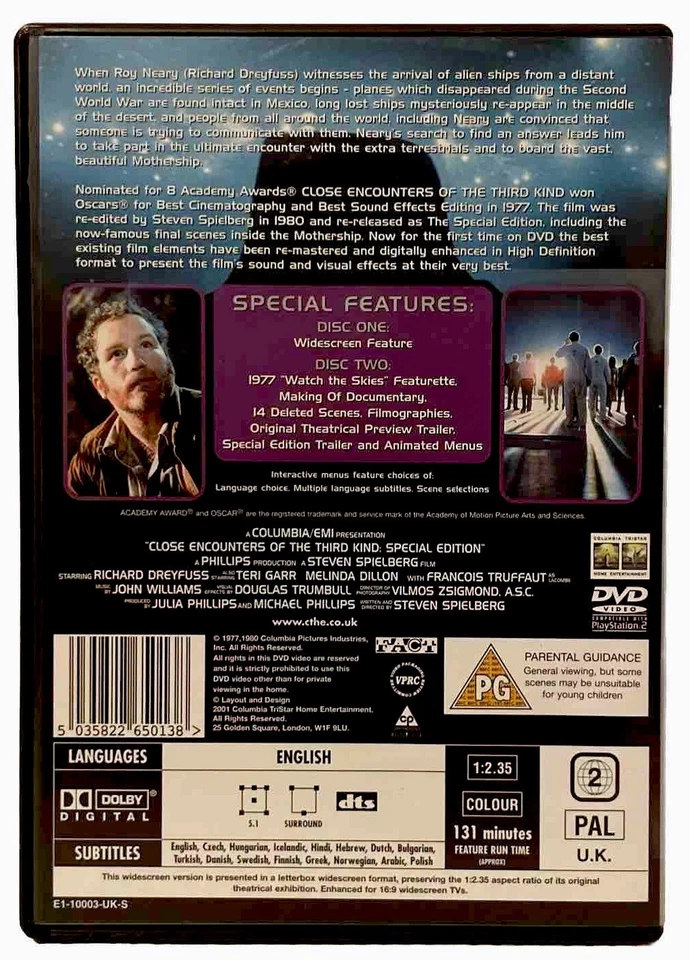 Close Encounters of the Third Kind DVD 1977 Steven Spielberg Region 2 - Image 2 of 4