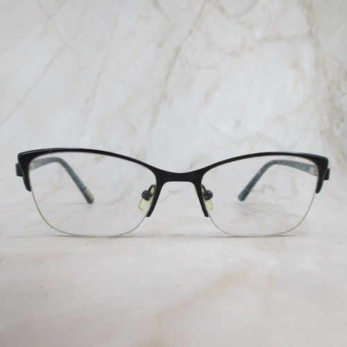 Xoxo Tybee Eyeglasses Frame Women's Black Blue Metal Half Rim Cat Eye 50-17-135