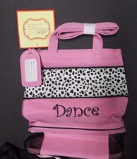 NWT Dalmatian zipperbottom shoulder tote girls dance bag w/ name tag embroidered