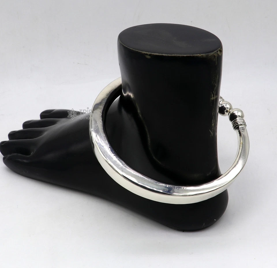 925 sterling silver handmade plain shiny design foot bracelet ankle kada nsfk111 - Image 3 of 4