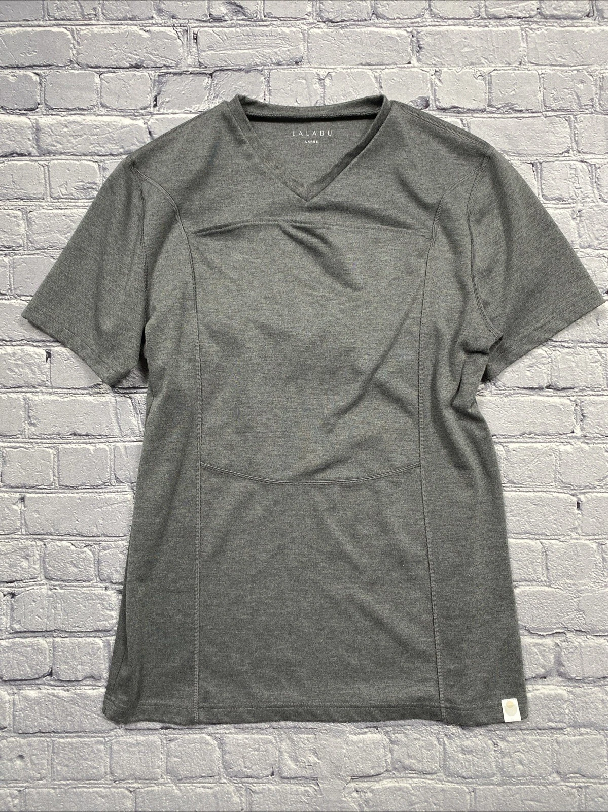 Lalabu Dad/Mom Shirt Size L Baby Wearing Carrying Grey V-Neck Pouch Kangaroo