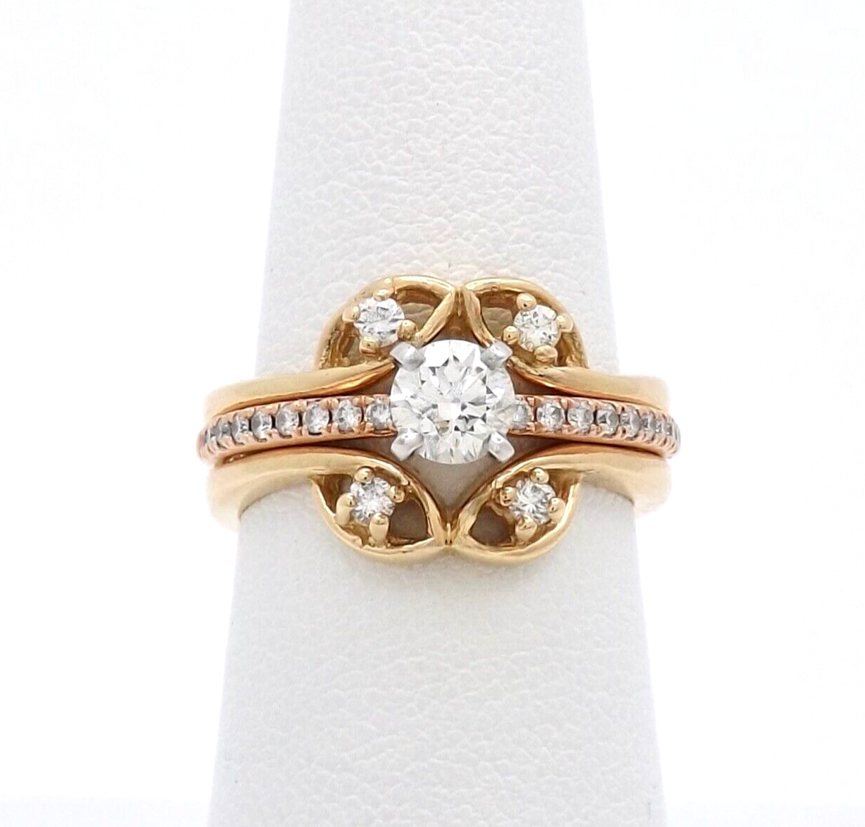 14k Gold Natural Diamond Engagement Ring Enhancer Insert Wedding Band ...