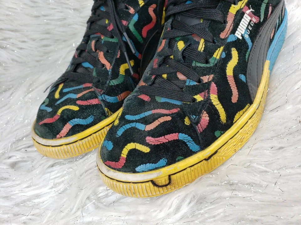 PUMA Suede 367884-01 Black Blue Gummy Worms Sneakers Kids Youth Size US 6 EUR 38 - Image 4 of 4