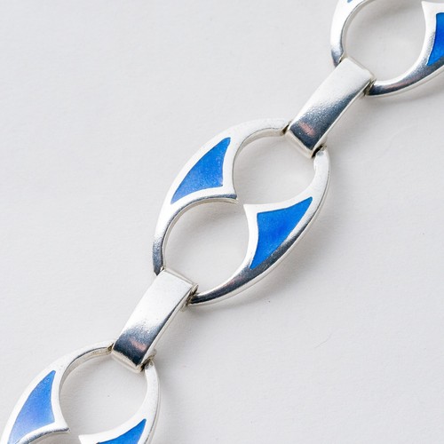 Silber Armband 18 cm 900 Gliederarmband Blau 35,36 g - Bild 2 von 9