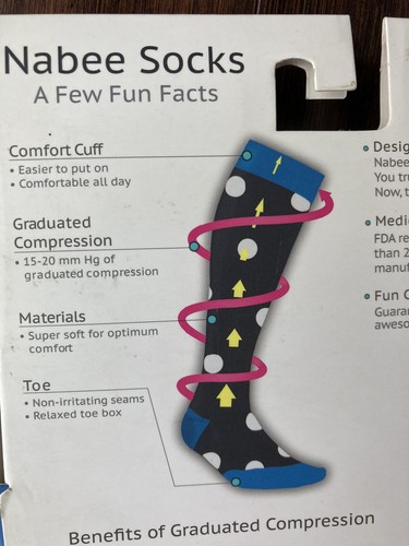 Nabee Compression Knee High Socks 15-20 mmHg Size Small Women's Size 4-5 - Picture 6 of 6