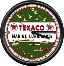 Texaco Marine Boat Lube Gas Service Station Attendant Pump Sign Wall Clock
