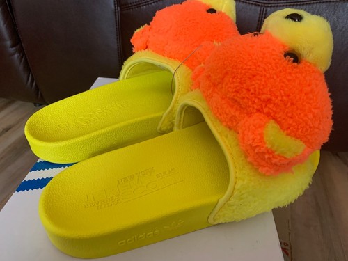 Adidas x Jeremy Scott Adilette Teddy Slides Amarillo Q46582 Para hombres Talla 9 NUEVO - Imagen 3 de 7
